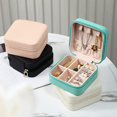 Small Jewelry Box Mini Organizer Square Display Box PU Leather Travel Portable S