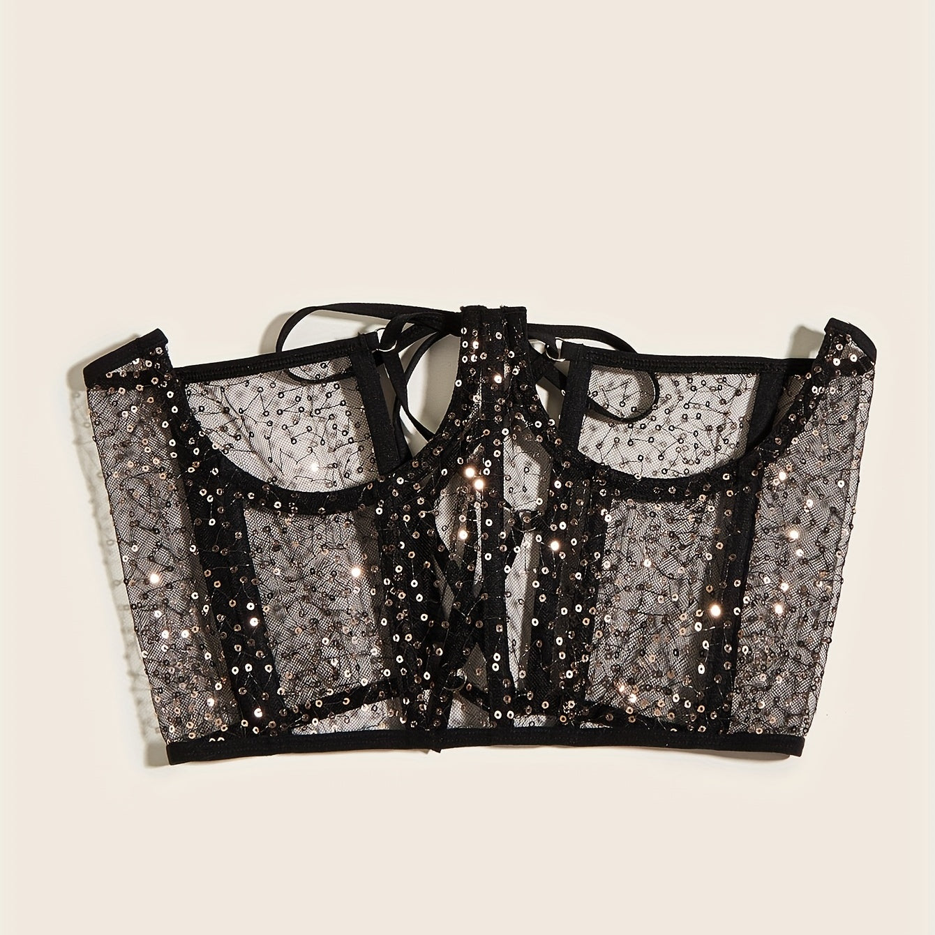 Y2K Transparent Sequin Corset Belt Lace Up Waistband