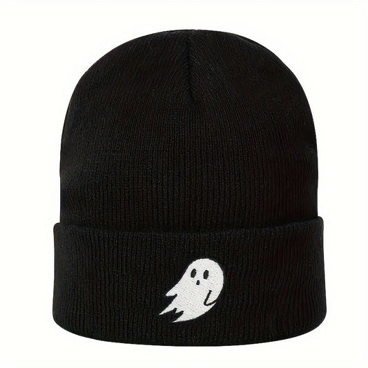 Halloween Ghost Embroidery Winter Knitted Hat Warm Beanies