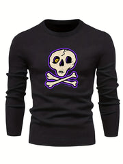 Cartoon Skull Slim Sweater for Fall Winter
