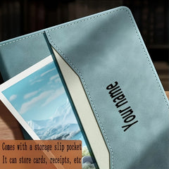 A5 Faux Leather Notebook w/ Personalization Laser Engraved Light & Pocket