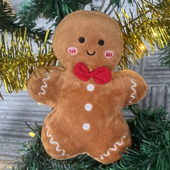 Christmas Gingerbread Man Plush Toy 7.08'' Soft Brown with Red & Icing Details