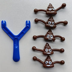 6pcs Poop Sling Prank Toy Set Poo Launcher TPR Elastic Shooter