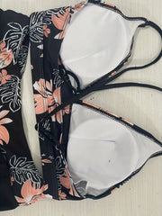 Floral Print Drawstring 2 Piece Bikini Swimsuit