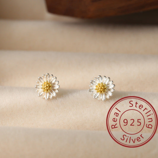 925 Silver Daisy Stud Earrings for Teen Girls - Birthday Gift