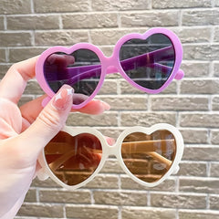 Girls Sweet Heart Shaped Frame Sunglasses UV Protection Sunshade Summer