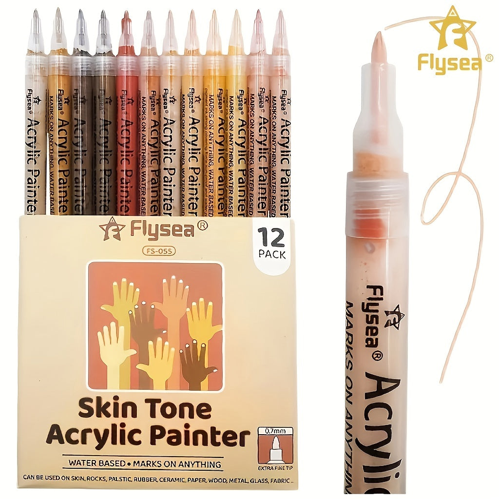 Skin Tones Art Markers Set Of 12 For Face Body Paint Rocks Canvas