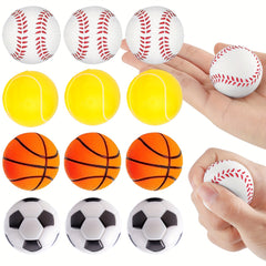 12pcs Soft Foam Sponge Mini Stress Balls Football Basketball Tennis