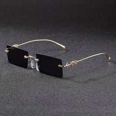 Vintage Rimless Sunglasses Thin Metal UV400