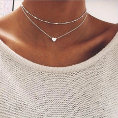 Star Moon Love Pendant Bead Necklace Multilayer