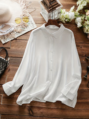  Basic Blouse Women's Plus Plain Long Sleeve Shirt