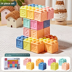 Soft Rubber Building Blocks for Infants, Colorful Stacking & Nesting Toys
