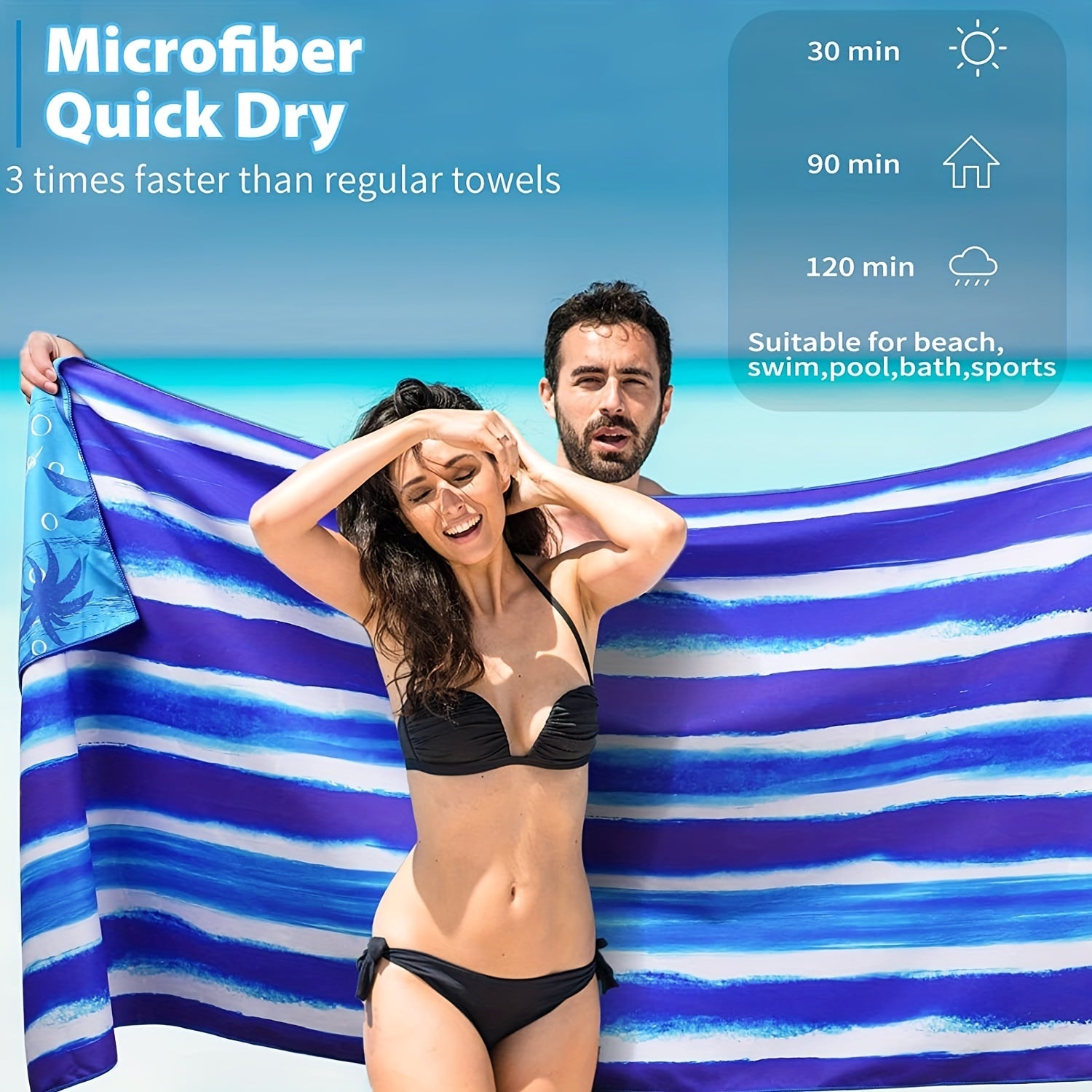 Microfiber Beach Towel Quick Drying Soft Absorbent Sandproof Lightweight