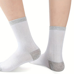 Men's Solid Crew Socks Breathable Comfy Casual Unisex Outdoor Wear