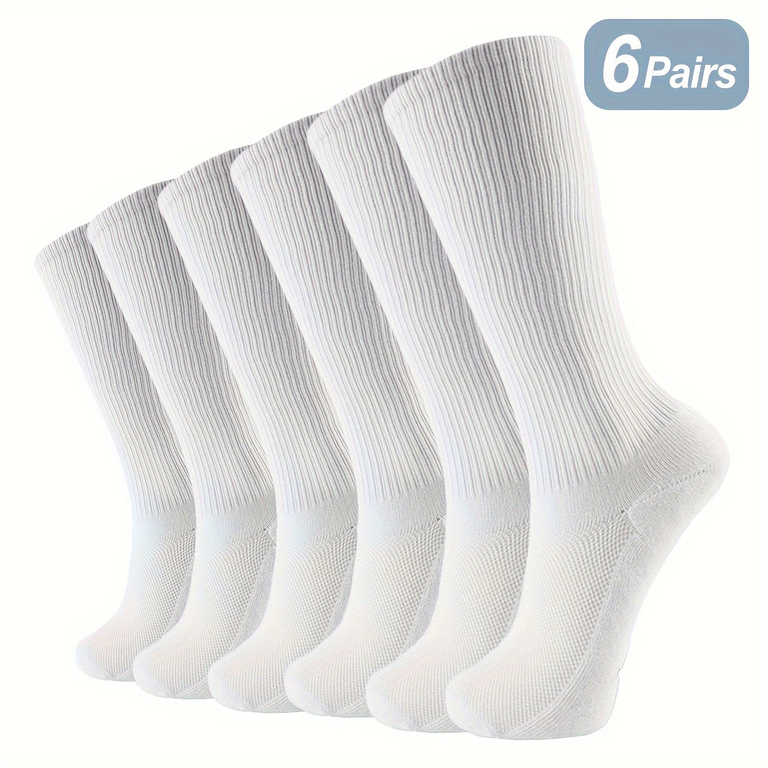 6 Pairs Men's Bamboo Compression Socks Moisture Wicking Knee High Socks