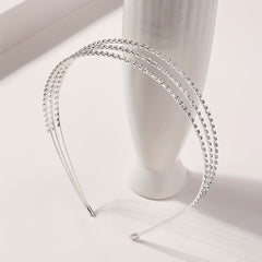 Three Layered Rhinestone Headband Metal Headdress for Wedding