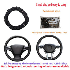 Car PU Leather Steering Wheel Cover with Artificial Diamonds