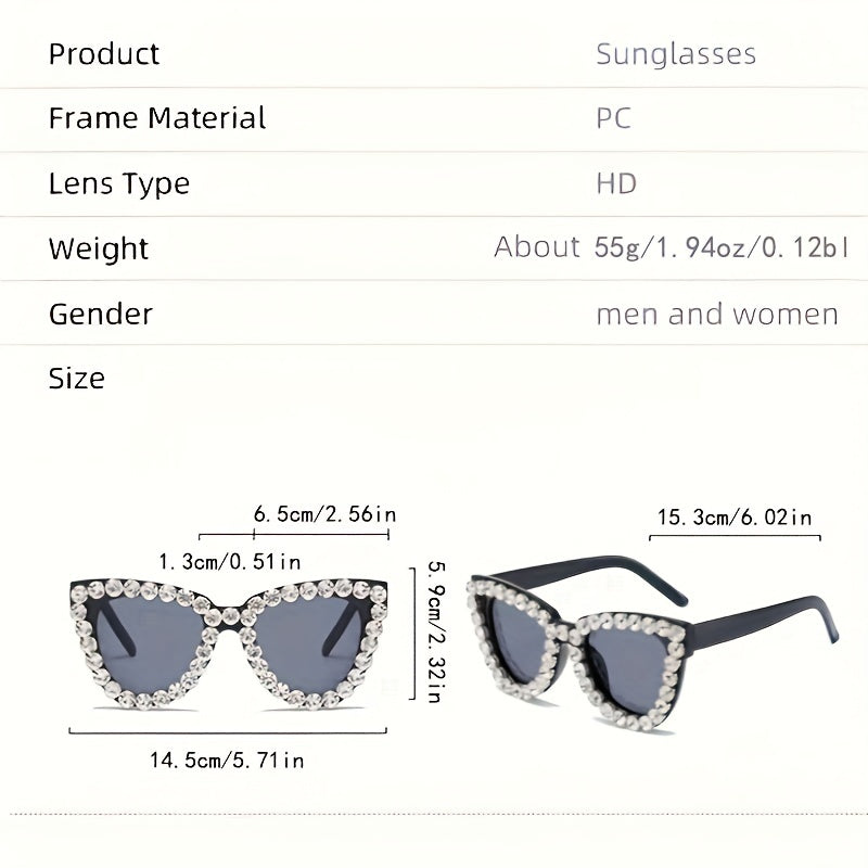 Cat Eye Rhinestones Sunglasses Vintage UV400 Sun Glasses