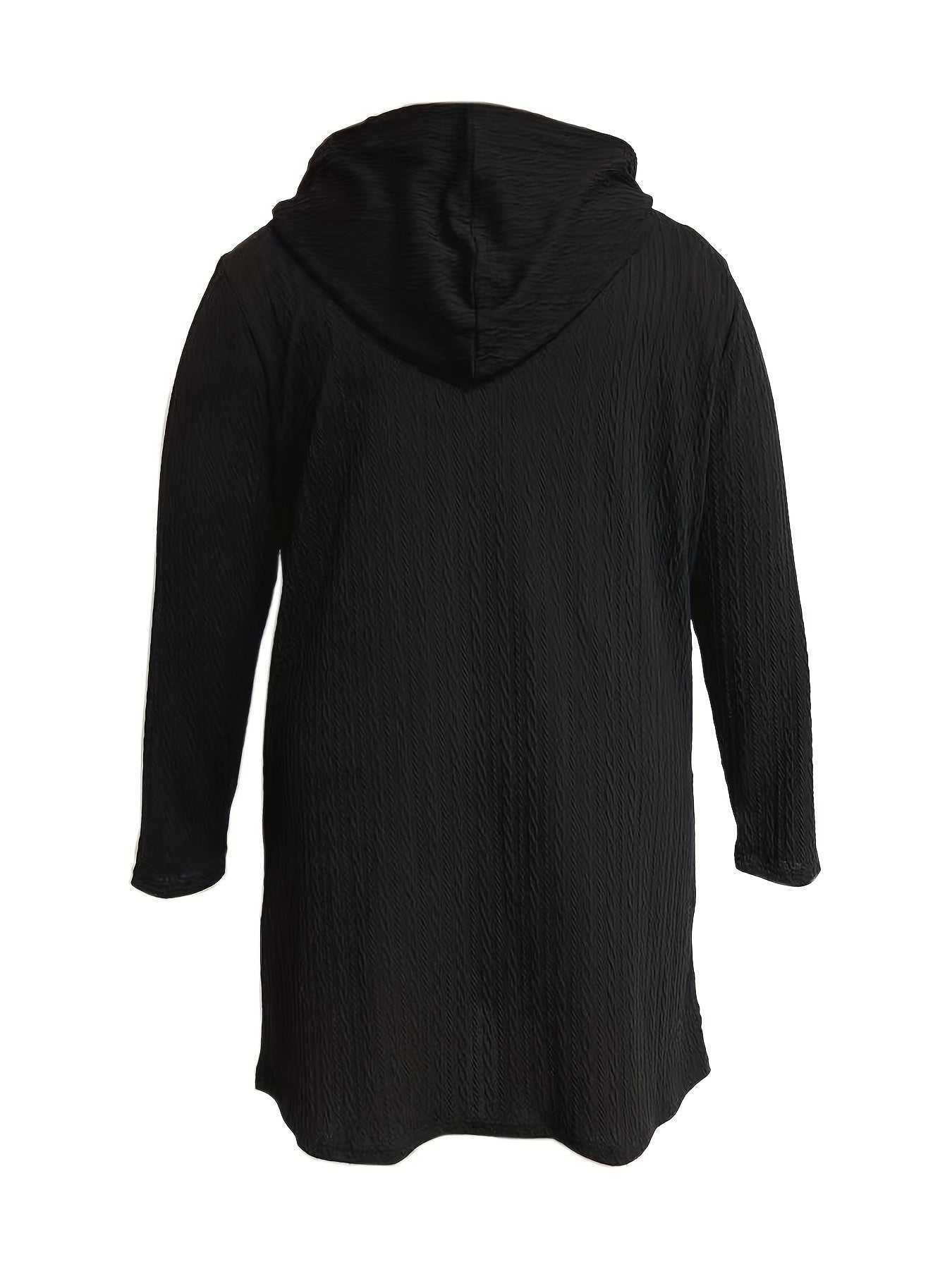  Casual Dress Women's Plus Solid Cable Hooded Drawstring Long Sleeve...