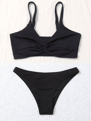 Twisted Centre Core Bikini Set Ruched Two Piece Swimsuit Women's Swimwear