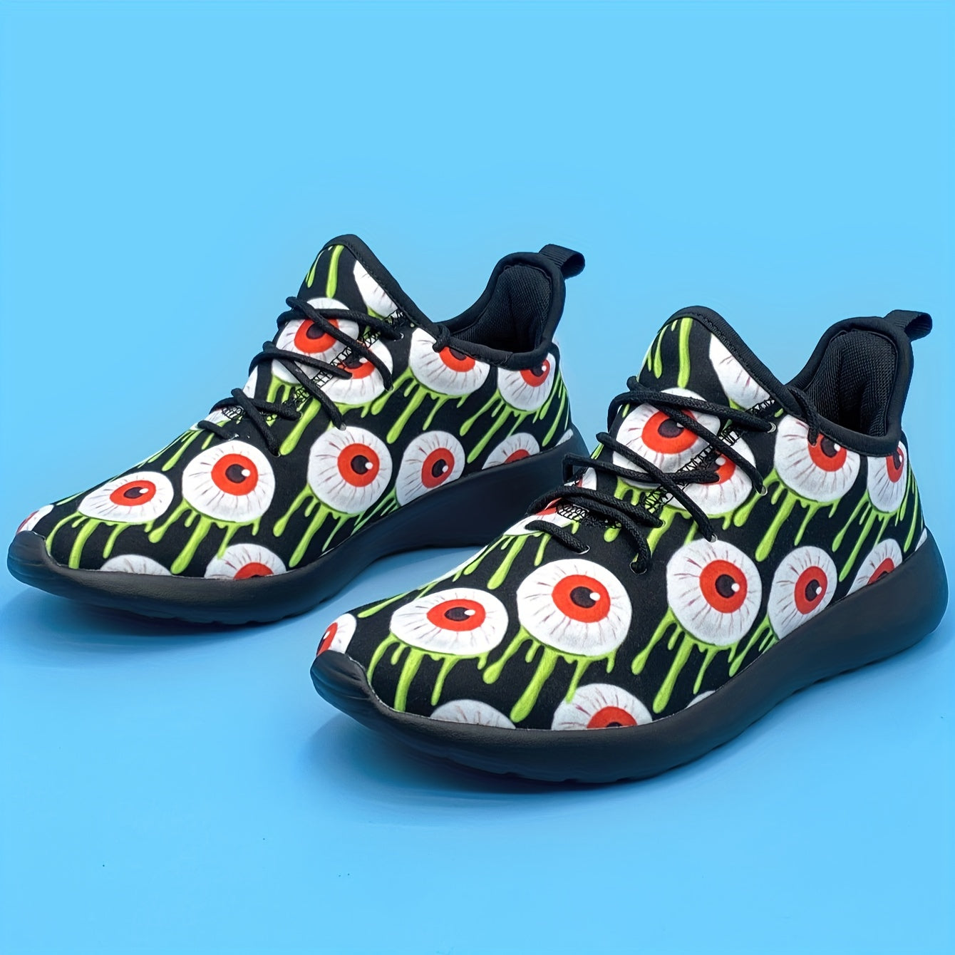 Printed Halloween Horror Eyes High Top Sneakers