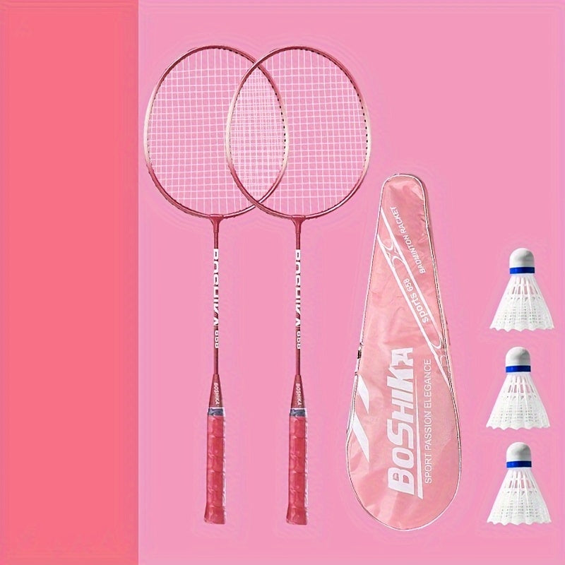 2pcs Badminton Rackets And 3pcs Badminton Ball Set Alloy Lightweight