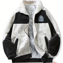 Warm Plush Fleece Jacket Men's Casual Stand Collar Coat Fall Winter