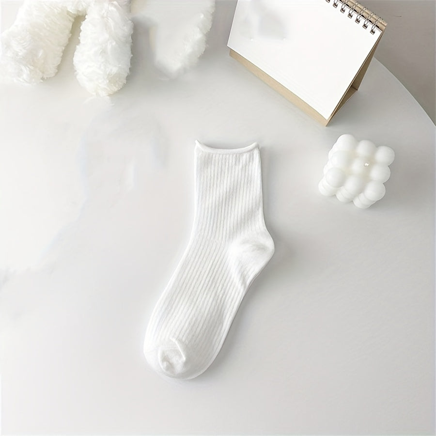 6 Pairs Mid Tube Socks Soft & Comfy Women's Stockings
