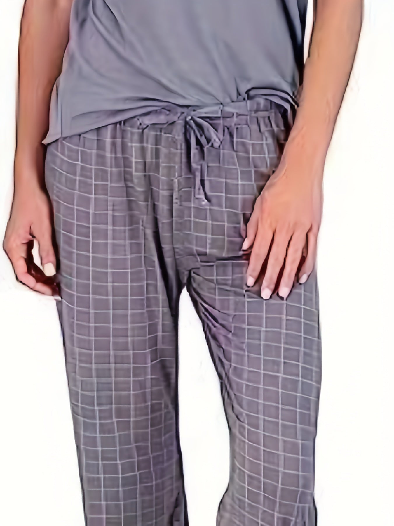  Plaid Print Tee & Pants Lounge Set
