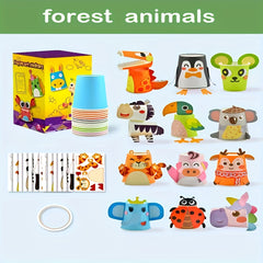 12pcs DIY Paper Cup Craft Kit with Colorful Stickers for Creative Art Projects