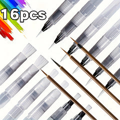 16pcs Refillable Watercolor Brush Pens with Water Tank Painting Brush Pens