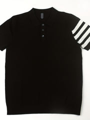 Stripe Breathable Polo Collar Sweater Men's Casual Solid Short Sleeve Sweater