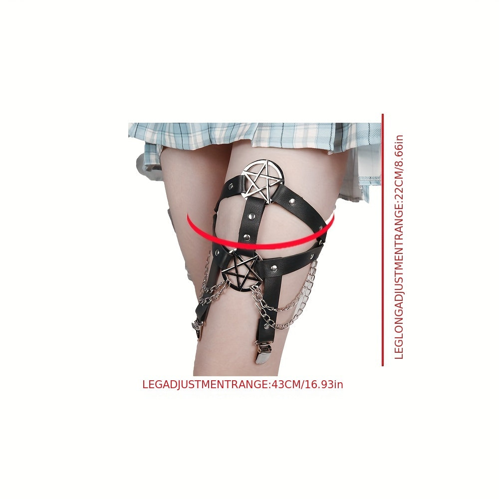 Gothic PU Leather Thigh Belt with Tassel Punk Garter