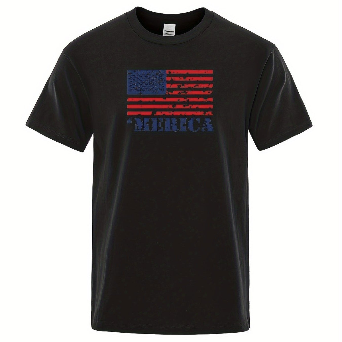 American Flag Print Men's Graphic Cotton T-shirt Active Tee for Summer