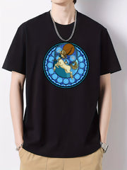 Zodiac Pattern Print Men's Graphic Crew Neck Tshirt