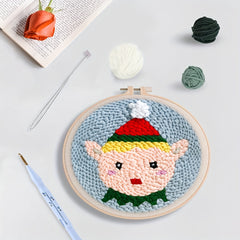 Christmas Punch Needle Embroidery Starter Kit Animal Rug 20x20cm