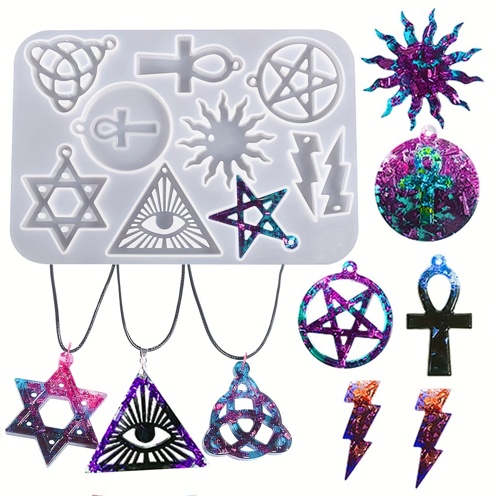 Silicone Keychain Jewelry Pendant Mold Punk Style Epoxy Resin Mold DIY