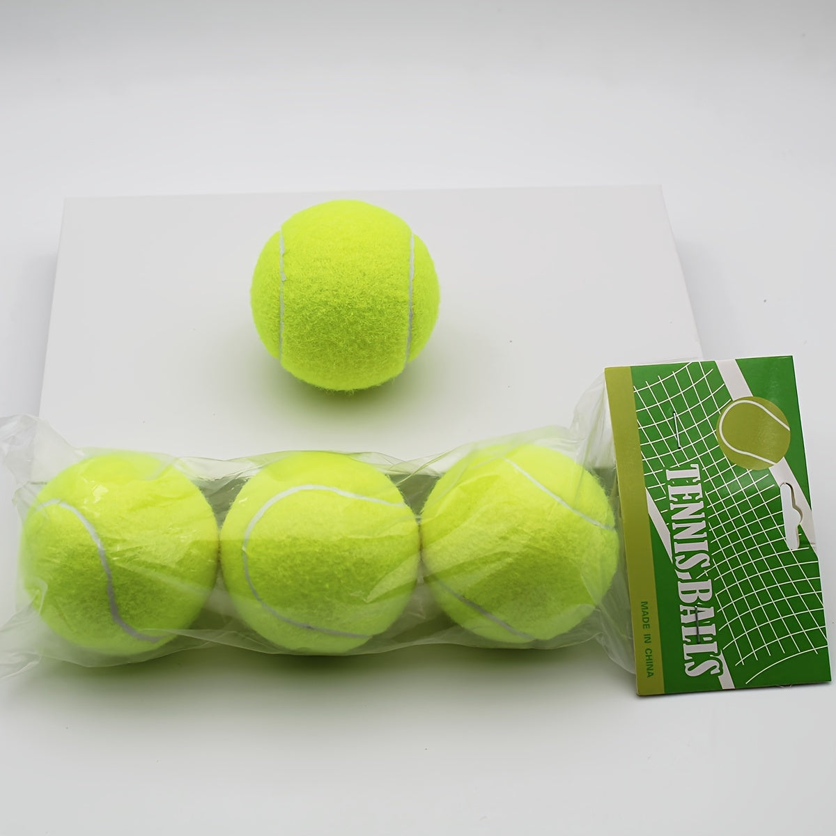 3pcs High Elastic Rubber Tennis Balls for Beginners Yellow