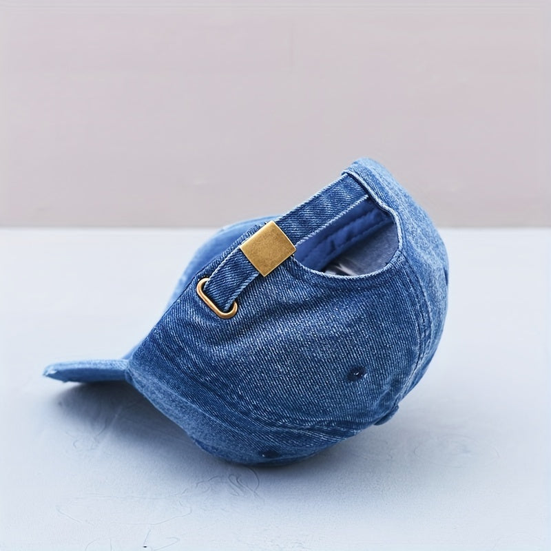Denim Distressed Dad Hat Baseball Cap Unisex Couple Sun Hats