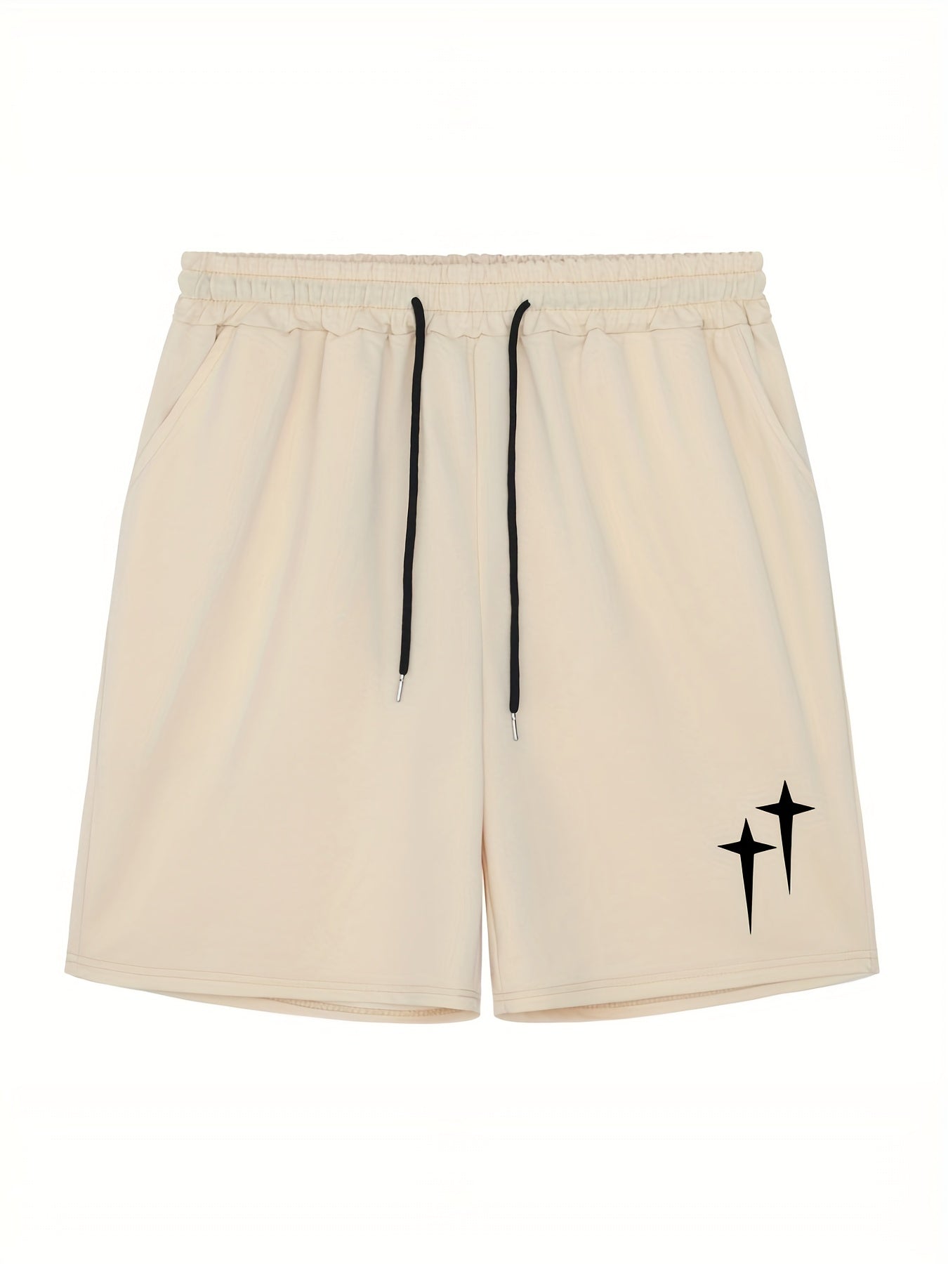 Solid Stretch Elastic Waist Drawstring Shorts for Men