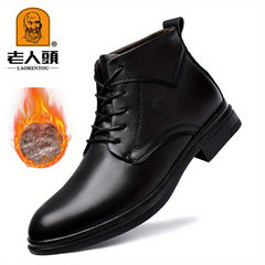 Men's Low Heel Ankle Boots Lace up Boots Casual Walking Shoes