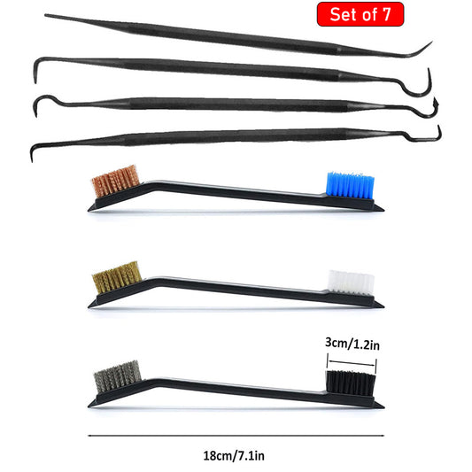 7pcs Gun Cleaning Brushes & Picks Set, Brass Steel Nylon Bristle