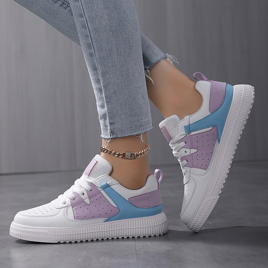 Women's Lightweight Faux Leather Skate Shoes for Outdoor Sports