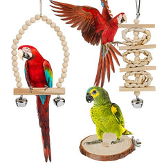 7pcs Parrot Swing Chewing Toy with Hanging Bells