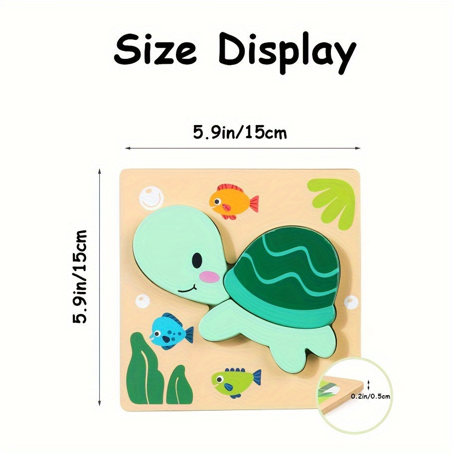 Wooden Animals Puzzle Toy for Color & Shape Learning