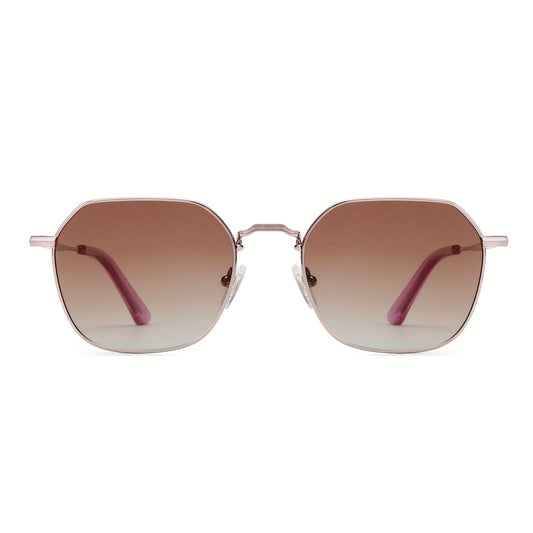 OUWEN Polarized Hexagon Square Sunglasses Metal Rim Sun Glasses VF2213