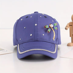 Rhinestone Dragonfly Summer Cap for Big Girls