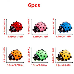 6pcs Ladybug Figurines Cartoon Resin Bugs for DIY Crafts Garden Decor