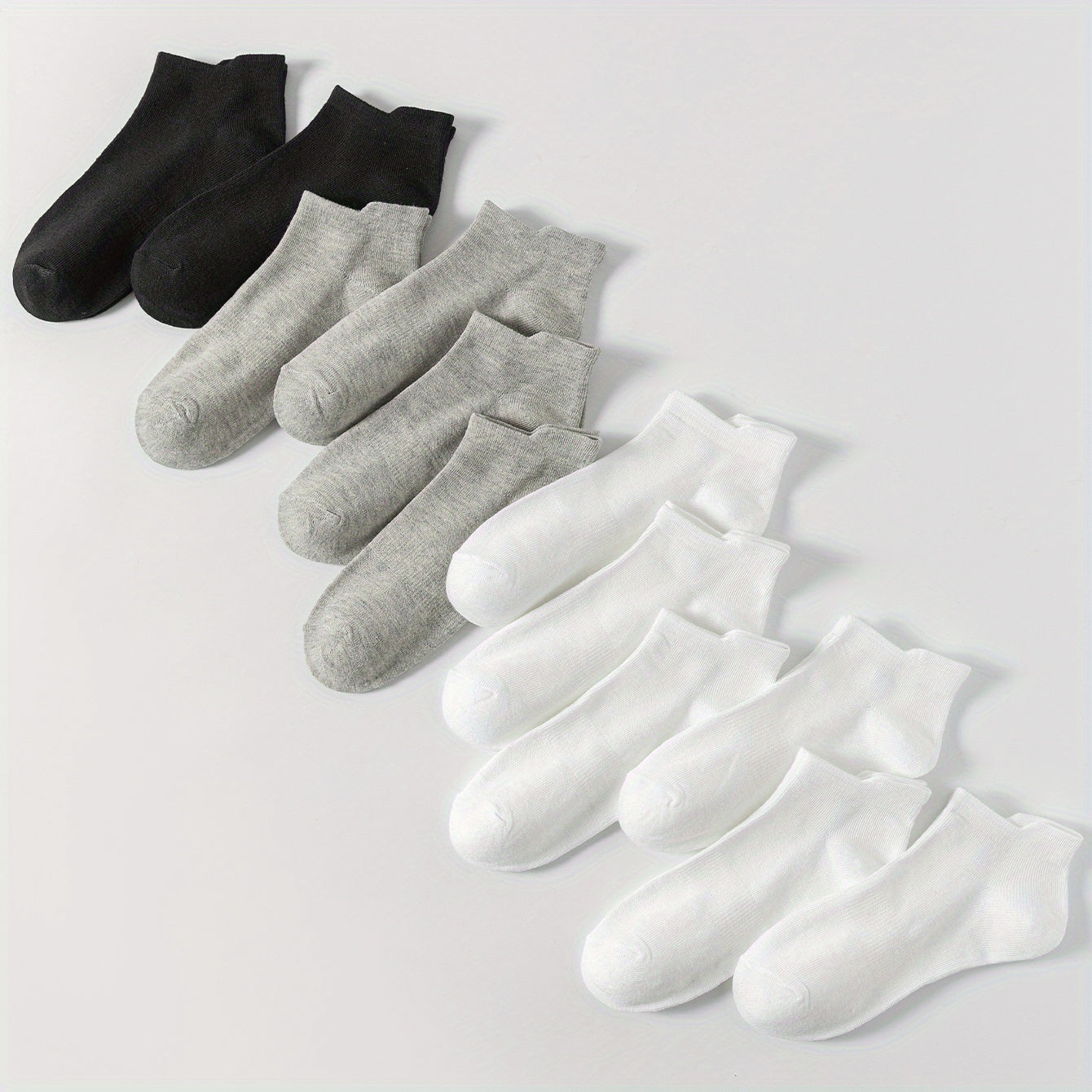 12 Pairs Solid Socks Casual Comfy All-match Women's Stockings