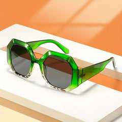 Y2K Polygon Sunglasses Jelly Gradient UV400 Sun Shades Glasses